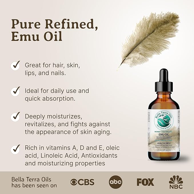 Bella Terra Oils - Emu Oil 8 oz - Australian Legacy, Famed for Omega-3, Omega-6 & Omega-9, The Natural Secret to Radiant Skin-VivaGrace Women