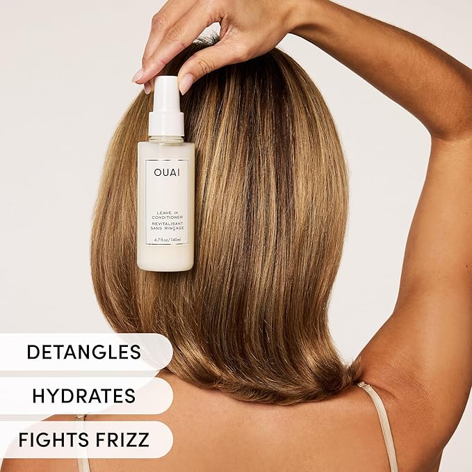 OUAI Leave In Conditioner & Heat Protectant Spray - Prime Hair for Style, Smooth Flyaways, Add Shine and Use as Detangling Spray - No Parabens, Sulfates or Phthalates (4.7 oz)-VivaGrace Women