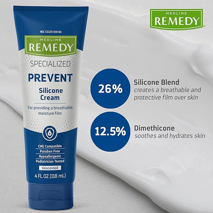 Medline Remedy Specialized Silicone Cream, Unscented (4 fl oz), Gentle Breathable Film for All Ages, Paraben-free and Hypoallergenic Skin Care, Barrier for Dry Cracked Skin-VivaGrace Women