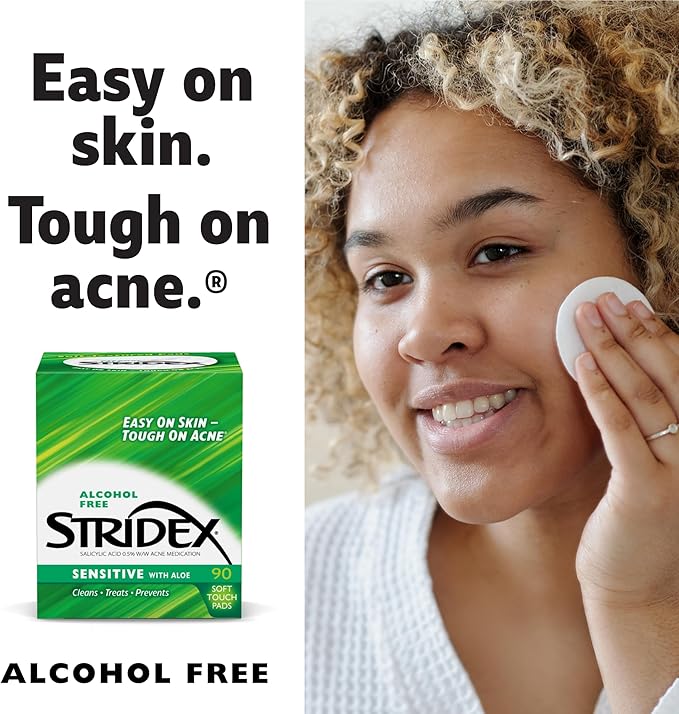 Stridex Medicated Acne Pads, Sensitive, 90-count, (Pack of 3)