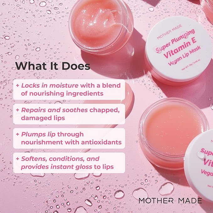 Natural Plumping Vitamin E Lip Mask 2EA | Hydrating Lip Moisturizer For Soft, Smooth, Plump Lips, Infused with Natural Oils, Organic Shea Butter, Collagen, Korean Skincare, Lip Gloss-VivaGrace Women