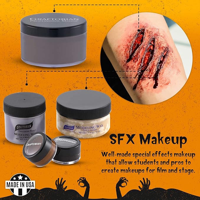 Graftobian Special FX Trauma Pro SFX Makeup Kit - Professional Makeup Kit for Halloween, Cosplay, and Movie, Easy-to-use Cosmetics Collection Set for Beginners, Complete Special Effects Makeup Kit-VivaGrace Women