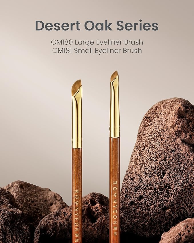 Desert Oak Series Precision Angled Eyeliner Brush - Ultra-Fine Nylon Bristles for Razor-Sharp Gel/Liquid/Powder Lines, Detail Work & Tightlining, Bubinga Handle & Brass Ferrule (CM 181)-VivaGrace Women