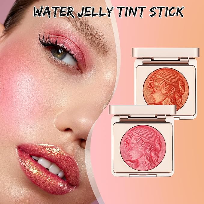 Embossed Smooth Powder Blush Palette for Cheeks,Matte Face Powder Blush Palette,Embossed Girl Blush for Cheeks,Natural Nude Long Lasting Powder Blush Palette for All Skins(Pink+Orange)-VivaGrace Women