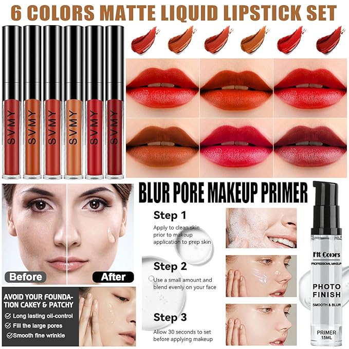 All in One Makeup Kit,Includes Naked Eyeshadow,CC Cream,Liquid Foundation,Lipstick Set,Mascara,Makeup Brush,Makeup Sponge,Eyebrow Pencil,Eyebrow Soap,Eyeliner Stamp, Primer,Contour Stick,Cosmetic Bag-VivaGrace Women
