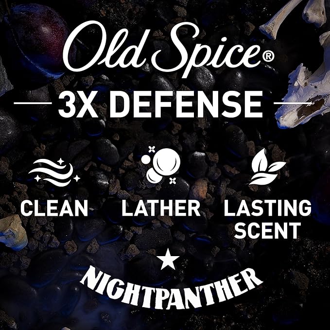 Old Spice Body Wash for Men, 3X Defense, 24/7 Shower Fresh with Long Lasting Lather, NightPanther Scent, 33.4 fl oz (Pack of 4)-VivaGrace Women