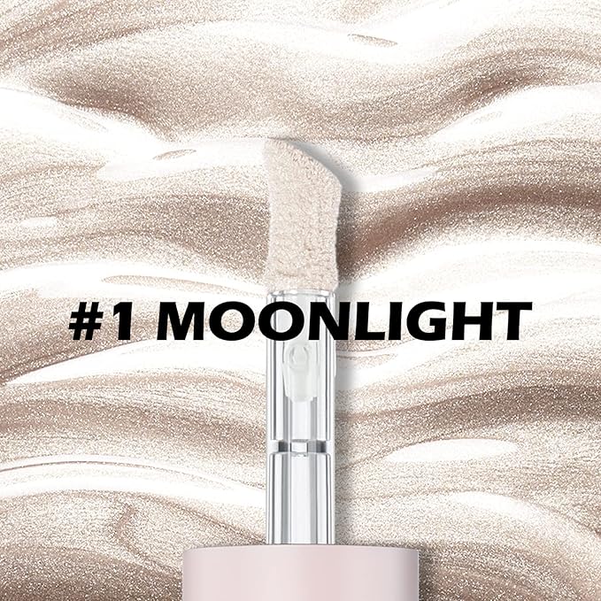 Erinde Liquid Highlighter Makeup, Face Highlighter Bronzer Makeup Stick, Natural Glossy Finish, Lightweight Blendable Silky Smooth Cream Face Illuminator Makeup, Cruelty-free, 01# MOONLIGHT-VivaGrace Women