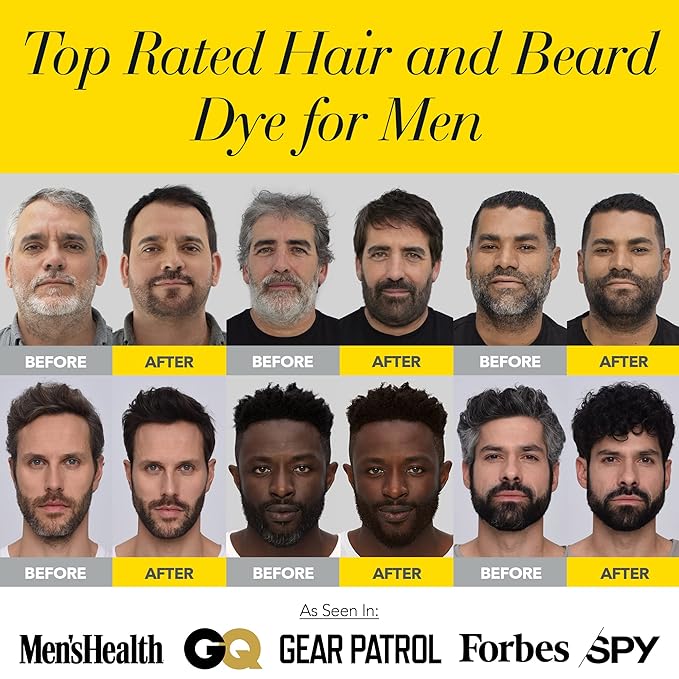 CLEVERMAN Black Hair & Beard Dye for Men, All-in-One Reusable Kit - Natural-Looking Gray Coverage, Professional-Quality, Ammonia-Free, 3.38 Fl Oz (1 Pack), Black, Suitable for Black Hair-VivaGrace Women