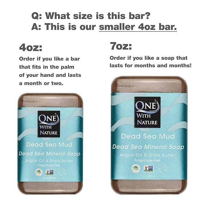 One With Nature Dead Sea Soap 4oz Variety 3Pk-Dead Sea Mud, Activated Charcoal, and Dead Sea Salt-Detoxifying and Exfoliating Soap Bars with Dead Sea Salt for Face & Body, for Men & Women-VivaGrace Women