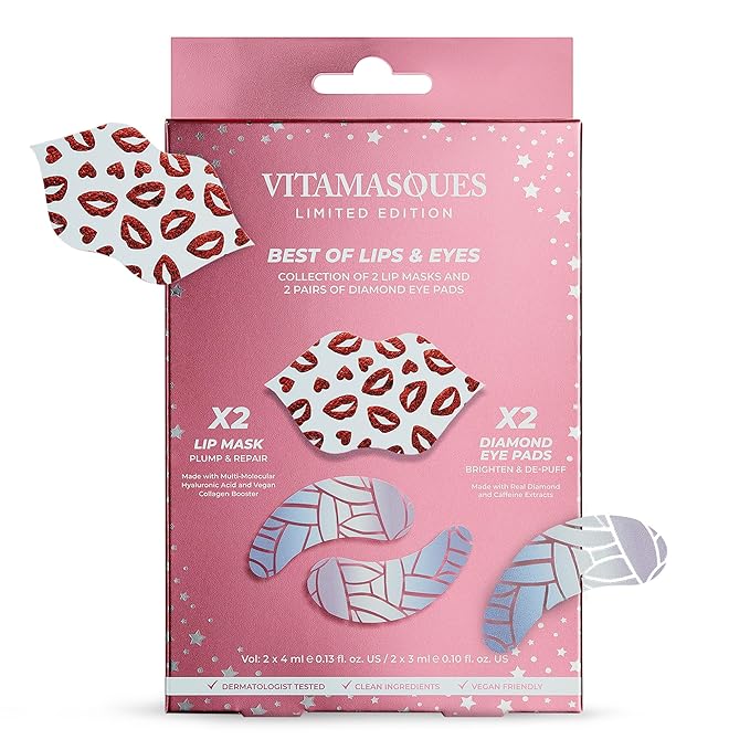 Vitamasques Under Eye Patches & Lip Mask Sheets, Best of Eyes & Lips Set - Eye Patches for Puffy Eyes - Under Eye Masks for Dark Circles and Puffiness-VivaGrace Women