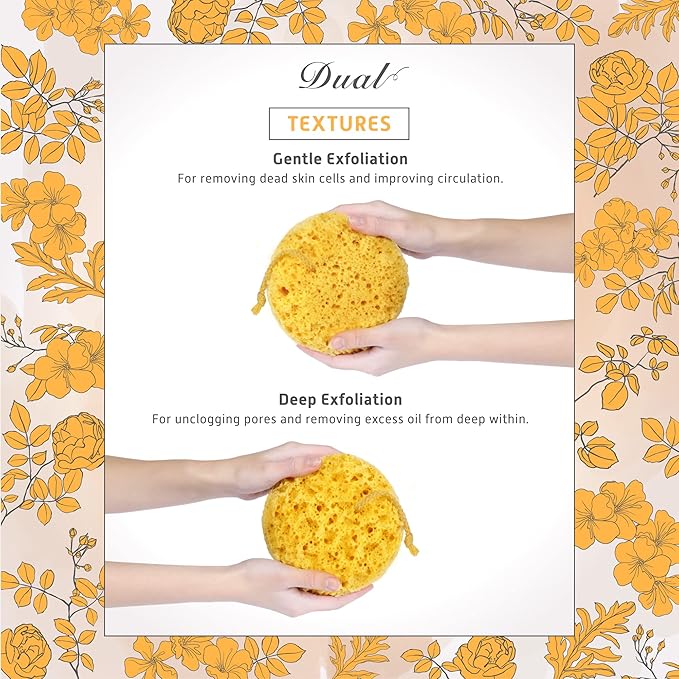 Spongentle Deep Cleansing Body Loofah Sponge, Natural Colors, for Bath and Shower, Multiple Textures for Gentle and Deep Exfoliation, Generous and Rich Lather, (Pack of 3)-VivaGrace Women