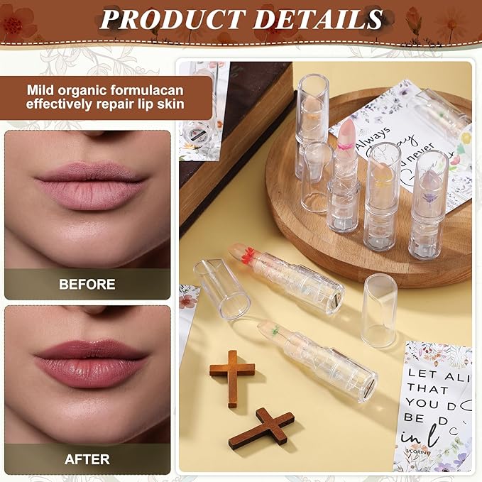 12 Sets Christian Lip Balms with Inspirational Bible Verse Card Bulk Gifts for Women Flower Sign Taste Lip Balm with Tag for Employee Coworker Teacher Family Church Wedding Favor-VivaGrace Women