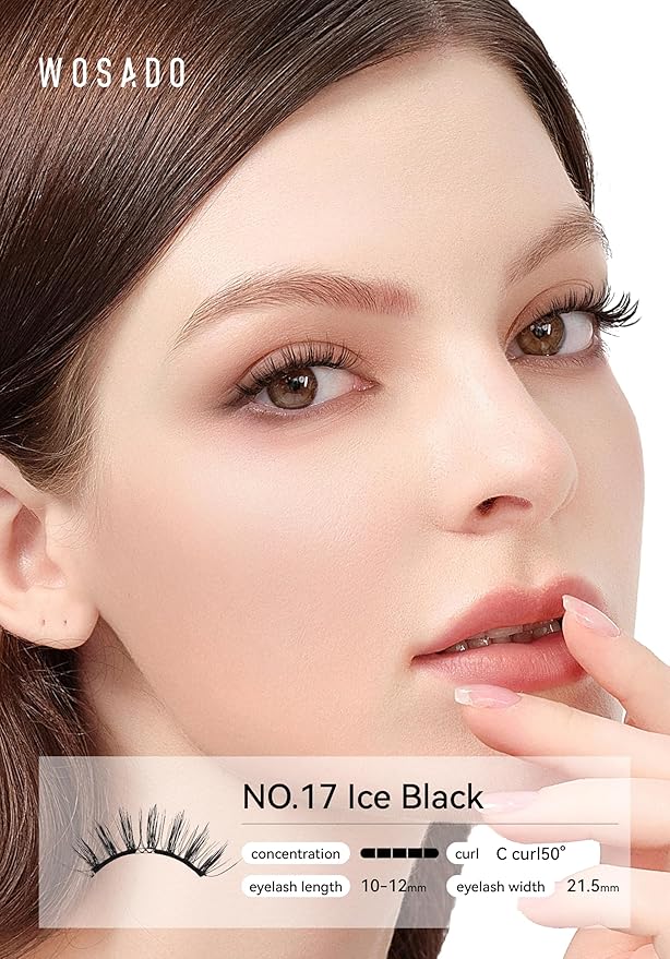 Magnetic Eyelashes with Applicator Kit, No.17 Ice Black, Reusable Magnetic Lashes without Eyeliner, Glue-free False Lashes, Waterproof, Lightweight, Suit for Heavy Makeup-VivaGrace Women