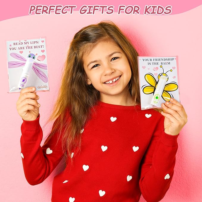 24 Pack Valentines Day Gifts for Kids lip balm bulk,chapstick bulk,party favors for kids boys girls,Natural Moisturizing Lip Balm for dry cracked lips,goody bag filler,Wedding Gifts-VivaGrace Women