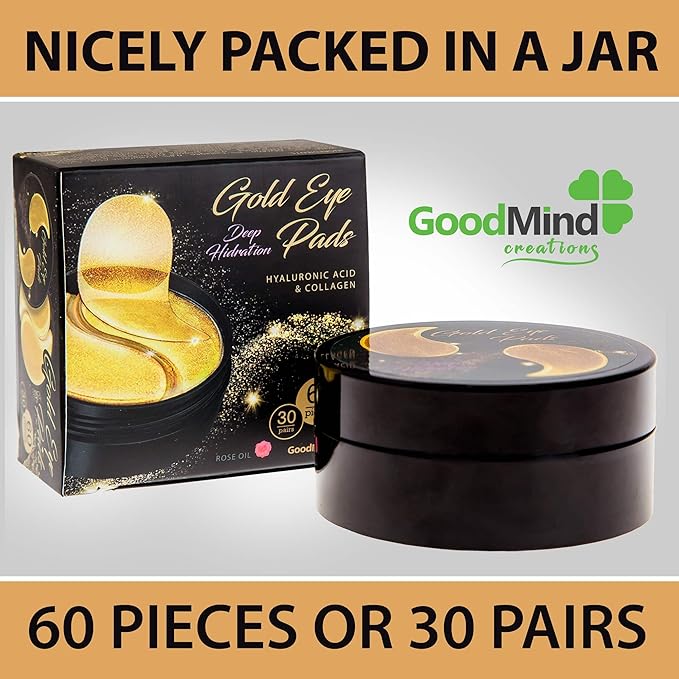 Under Eye Mask Patches Collagen, Gold Eye Patches for Puffy Eyes, 24K Gold Eye Mask, Under Eye Gel Pads, Eye Masks for Dark Circles, Puffiness Treatment Eye Masks Skincare-VivaGrace Women