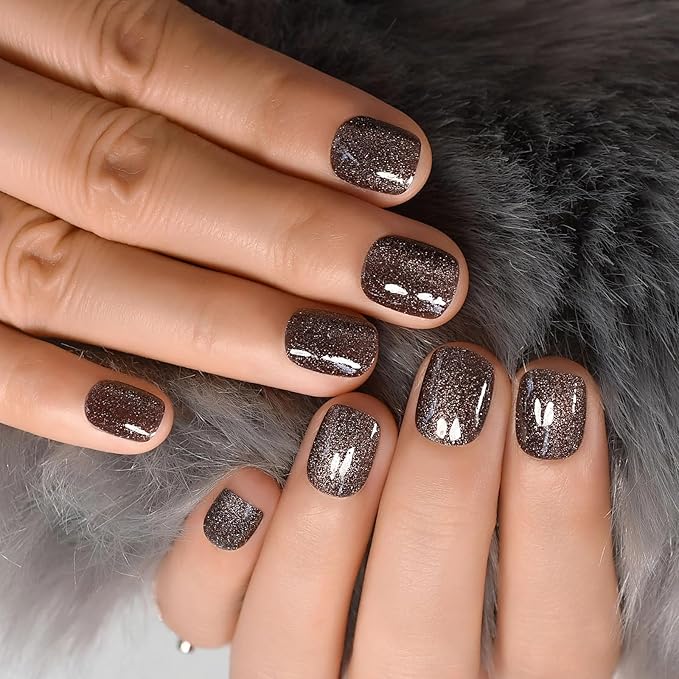 Curvlife Press on Nails Acrylic Fake Nails with Design Full Cover False Nails Reusable Nail Kit with Nail Glue Adhesive Tabs Nail File Artificial Glue on Nails (Gray star point, 30pcs)