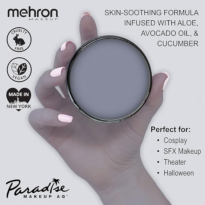 Mehron Makeup Paradise Makeup AQ Pro Size | Stage & Screen Performance, Face & Body Painting, Beauty, Cosplay, and Halloween | Water Activated Face Paint, Body Paint 1.4 oz (40 g) - Storm Cloud-VivaGrace Women