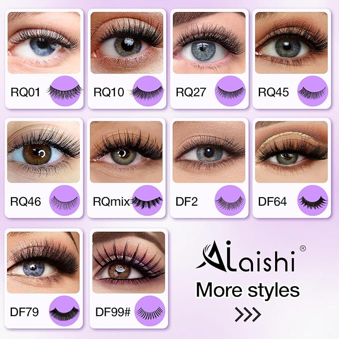 Wispy False Eyelashes Kit With Bond, Seal and Tweezer, 7 Pairs Natural Look Fake Cat Eye Lashes Strips Thin Band Extensions Waterproof Easy Eyelashes for Beginners RQ46-VivaGrace Women