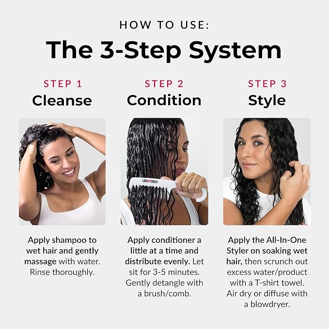 Love Ur Curls - Shampoo & Conditioner Set with All in One Curl Cream Styler for Kinky & Coily Hair, 3 Step System for Repair and Moisturizing-VivaGrace Women