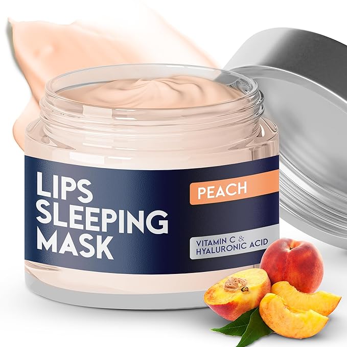 Lip Mask Overnight with Hyaluronic Acid & Collagen, Lip Sleeping Mask for Dry Cracked Lips, Moisturizing, Hydrating, Exfoliating Night Treatment for Lip Care (Peach)-VivaGrace Women