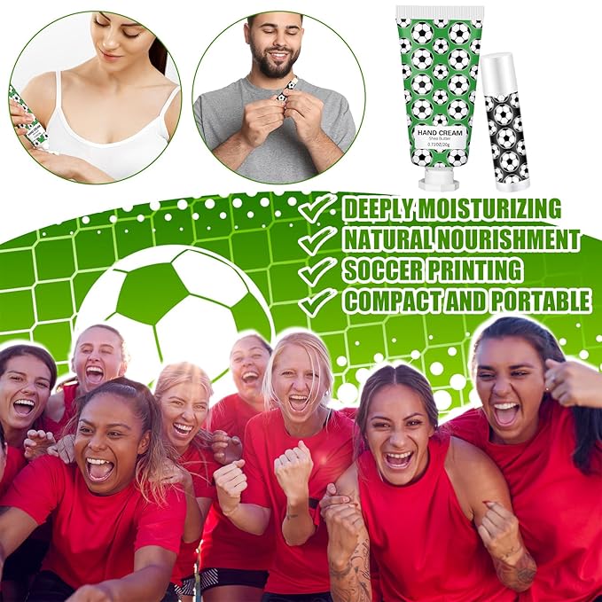36 Sets Soccer Lip Balm Hand Cream Set soccer Party Favors, Include 36 Lip Balm 36 Moisturizing Hand Cream 36 Bags 36 Cards and Ropes for Soccer Accessories Gifts-VivaGrace Women