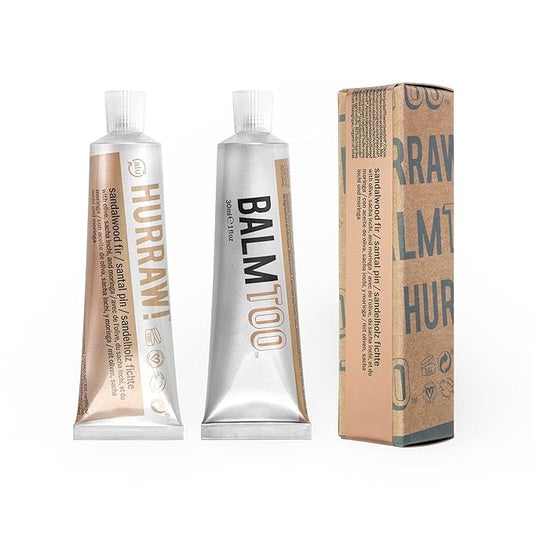 Hurraw! Balmtoo Squeezable Balm, Sandalwood Fir: Thick, ultra-moisturizing. Anywhere application. Body, face, lips, neck, fingers, toes. 1 tube = 7 sticks of lip balm. Natural, Organic. Made in USA-VivaGrace Women
