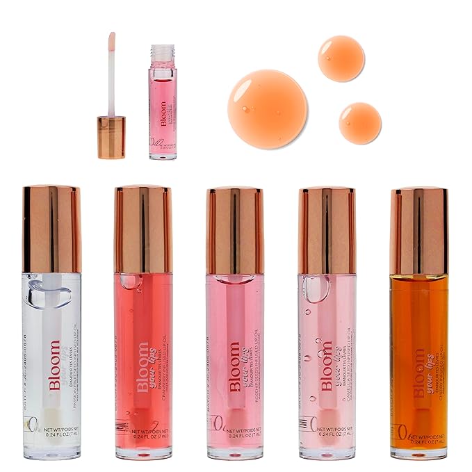 Expressions 5pc Lip Oil Set - Bloom Your Lips Style Essentials Lip Oils, Lip Healing Lip Oil Collection with Precision Applicator Wand | Moisturizing for Everyday Lip Care and Lip Repair (FLORAL)-VivaGrace Women