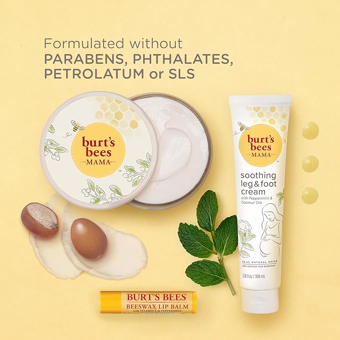 Burt's Bees Pregnancy Essentials Gifts Set, 3 Giftable Baby Shower Products & Must Have Baby Registry Items, Nourishing Skincare - Mama Belly Butter, Original Lip Balm, Leg & Foot Cream-VivaGrace Women