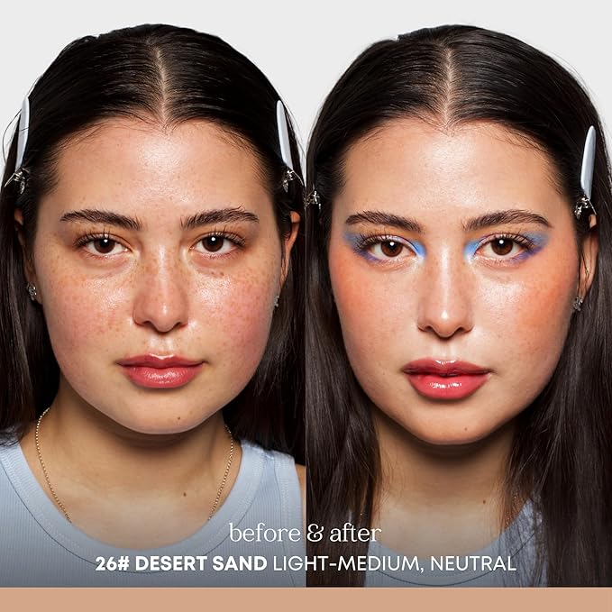 Natural Glow Foundation - Light to Medium Coverage Cushion Foundation Makeup with Hyaluronic Acid & Tea Tree Extract - Vegan, Cruelty-Free Cream Foundation - K Beauty - 15g/0.52oz - Desert Sand-VivaGrace Women