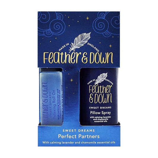Feather & Down Sweet Dream Perfect Partners Gift Set: 50ml Pillow Spray & 10ml Roll-On, With Calming Lavender & Chamomile Essential Oils, Vegan & Cruelty Free-VivaGrace Women
