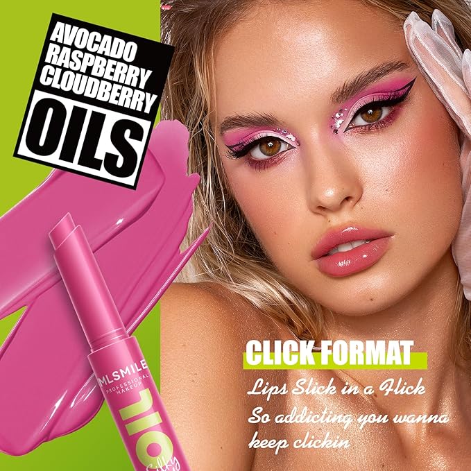 3 Colors Fat Lip Oil Click Slick, Moisturizing and Long-lasting Lip Balm, Non-stick and High Pigment Lip Glow Oil, Lightweight Lip Plumper with Coconut Oil (Set: B)-VivaGrace Women