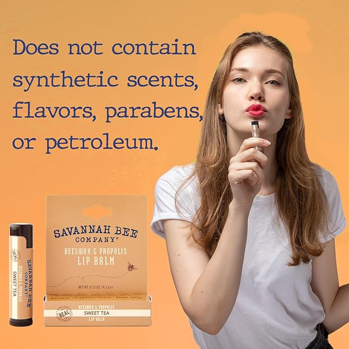 Savannah Bee Lip Balm Hanger 0.15 oz - Invigorating Mint Flavor - Natural Ingredients for Supple, Soft Lips - Convenient Hanger Design (.15 Oz, Sweet Tea)-VivaGrace Women