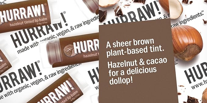 Hurraw! Hazelnut Tinted Lip Balm, 2 Pack: (Sheer Brown Tint) Organic, Certified Vegan, Cruelty and Gluten Free. Non-GMO, 100% Natural Ingredients. Bee, Shea, Soy and Palm Free. Made in USA-VivaGrace Women