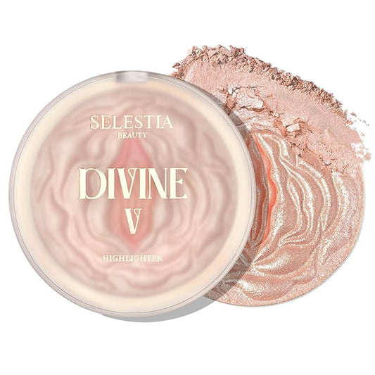 Highlighter Makeup Powder Divine V - Highlighter Powder for Radiant Glow - Face Highlighter for All Skin Tones - Easy-to-Apply Powder Highlighter, 0.53 Oz-VivaGrace Women