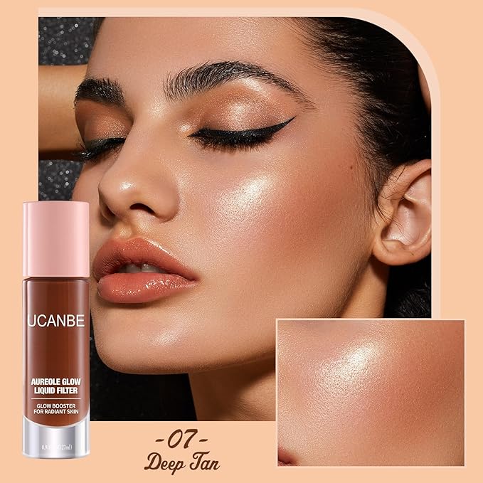 UCANBE Halo Glow Liquid Filter, Face Complexion Booster For Radiant Skin All Day Longwear, Soft-Focus Look Sodium Hyaluronate Vegan & Cruelty-Free - 0.91OZ Deep Tan-VivaGrace Women