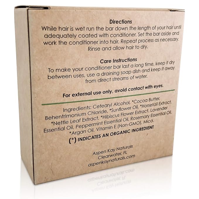 Aspen Kay Naturals Conditioner Bar, Made With Natural & Organic Ingredients, All Hair Types including frizzy hair, 2.3 Ounce Bar. (Rosemary & Peppermint)-VivaGrace Women