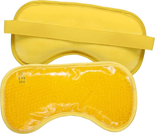 Plush Gel Eye Mask for Puffy Eyes, Yellow - Cold Eye mask to Treat Dark Circles, Sinuses, Dry Eyes, and for Allergy Relief - Microwave Safe for Heat Therapy-VivaGrace Women