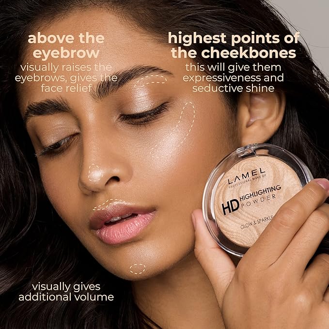 LAMEL HD Highlighting Face Powder - Natural Glow and Luminous Finish, Baked Blendable Pigmented Formula - Long-lasting & Fade-Resistant Wear, 402 12g/0.42 oz-VivaGrace Women