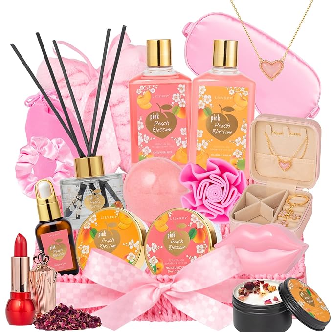 Mothers Day Gifts for Mom - 23-Piece Luxury Bath & Body Gift Basket for Women, Spa Kit for Her, Self Care Kit with Necklace, Diffuser & More | Perfect for Holiday, Christmas, Valentine's Day, Birthday-VivaGrace Women