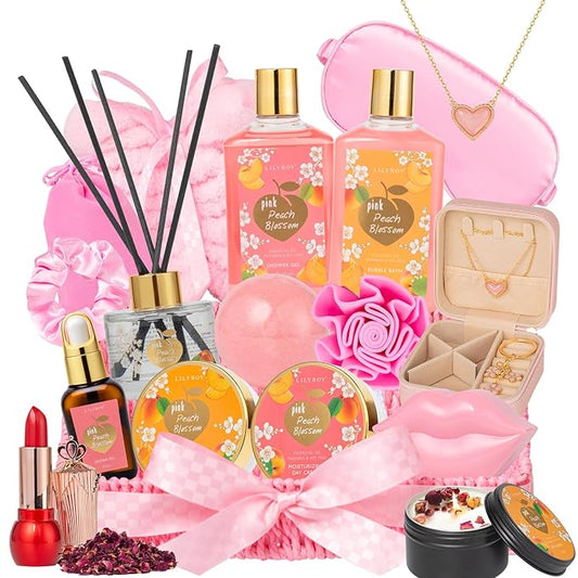 Mothers Day Gifts for Mom - 23-Piece Luxury Bath & Body Gift Basket for Women, Spa Kit for Her, Self Care Kit with Necklace, Diffuser & More | Perfect for Holiday, Christmas, Valentine's Day, Birthday-VivaGrace Women