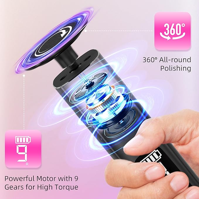 2 in 1 Electric Foot Callus Remover,9 Adjustable Speeds Rechargeable Electric Dead Skin Sander Pedicure Tools with Sandpaper Disk and Nail Drill Bits,Grinding Heads for Women&Men-VivaGrace Women