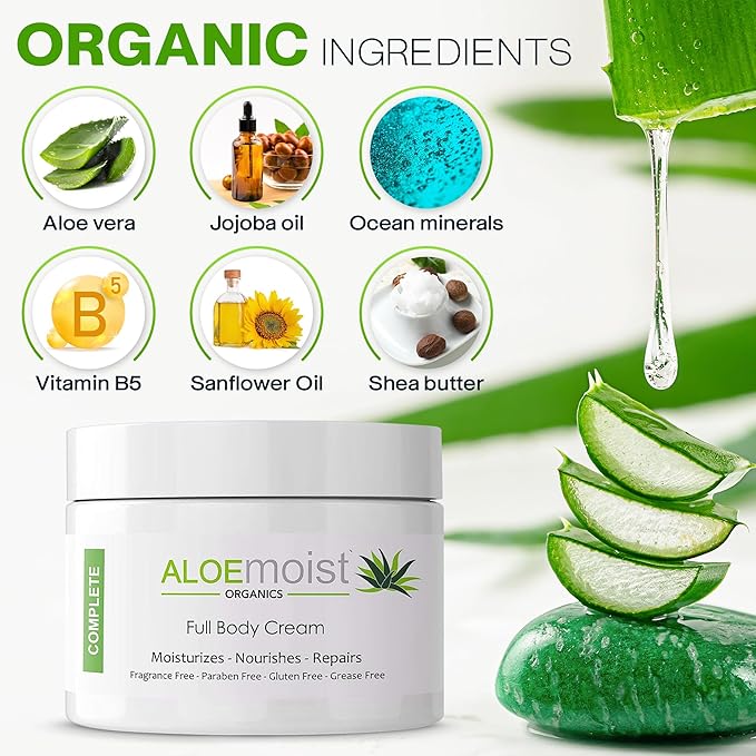 Organic Aloe Vera Lotion - Face & Body Moisturizing Cream with Natural Aloe Vera, Vitamin E Oil, Vitamin C, Retinol Cream, Shea Butter – Anti Aging Face Moisturizer for Women, Dry Skin (8 oz - 2pk)-VivaGrace Women