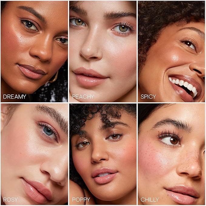 Saie Dew Blush - Lightweight Liquid Blush with a Blendable + Buildable Cream Finish - Dewy Cheek Tint with Doe Foot Wand Makeup Applicator - Bright Coral Blush - Poppy (.40 oz)-VivaGrace Women