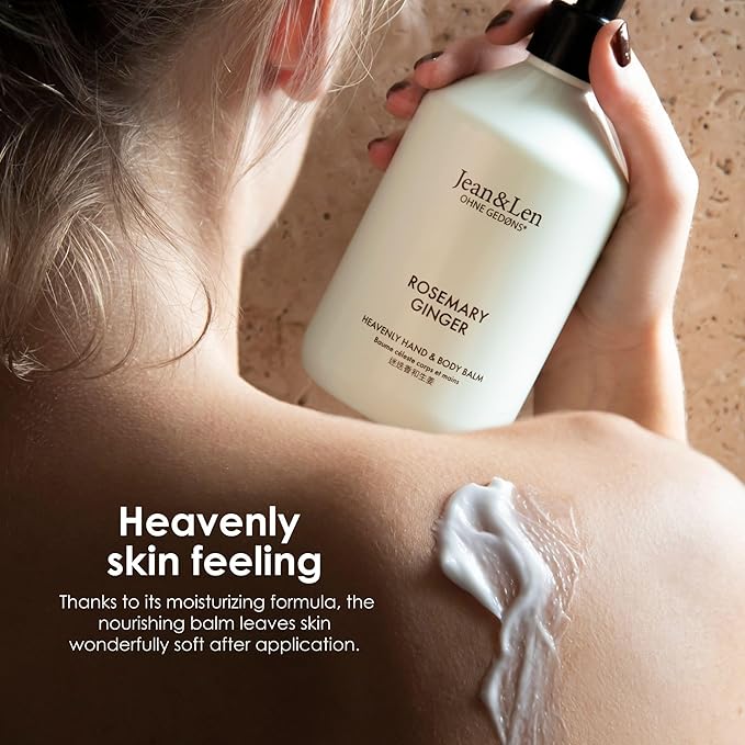 Jean & Len Heavenly Hand & Body Balm Rosemary & Ginger, for a fragrant care experience, with organic argan oil and shea butter, minimalistic bottle, without parabens & silicones, 16.91 Fl. Oz.-VivaGrace Women