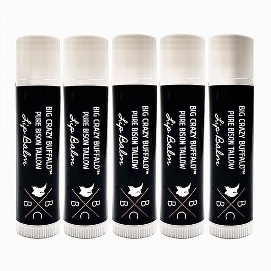 Pure Bison Tallow Lip Balm, Unscented, (5 pack) - Moisturizing, Non-Habit Forming, Soothes Chapped Lips-VivaGrace Women