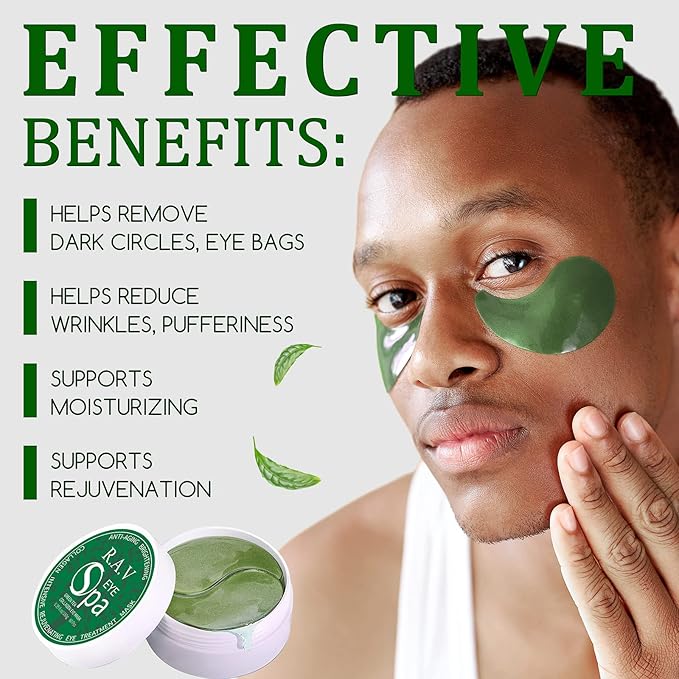 Under Eye Patches, Eye Masks, 30 Pairs Collagen Patches for Nourish Firming Repair for Fine Lines, Wrinkles, Dark Circles Bags Eye Treatment, Improve Lines Puffiness for men women (Green Tea)-VivaGrace Women