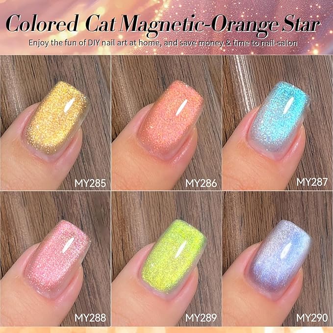 Born Pretty Magnetic Gel Nail Polish,Glitter Magnetic Gel Polish Shimmer Auroras Magnetic Gel Nail Art Manicure Kit 6PCS-VivaGrace Women