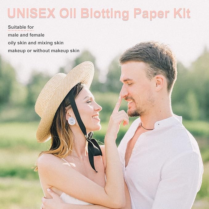 2 Pack Matter Blotting Paper for Oily Skin Total 100 Sheets with Mirror Case and Makeup Puff - Easy Dispensing Oil Blotting Sheets for Face,Makeup Friendly Oil Absorbing Sheets-VivaGrace Women