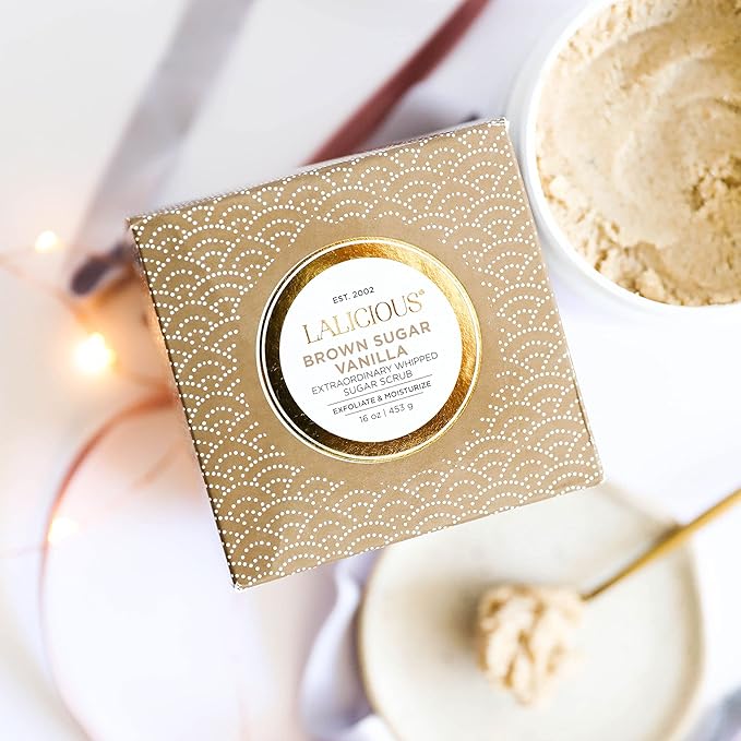 LALICIOUS Brown Sugar Vanilla Sugar Scrub, Exfoliating Body Scrub, Moisturizing Extraordinary Whipped Body Exfoliator, Gentle Exfoliating Body Scrubber Exfoliator for Radiant Skin, No Parabens - 16oz-VivaGrace Women