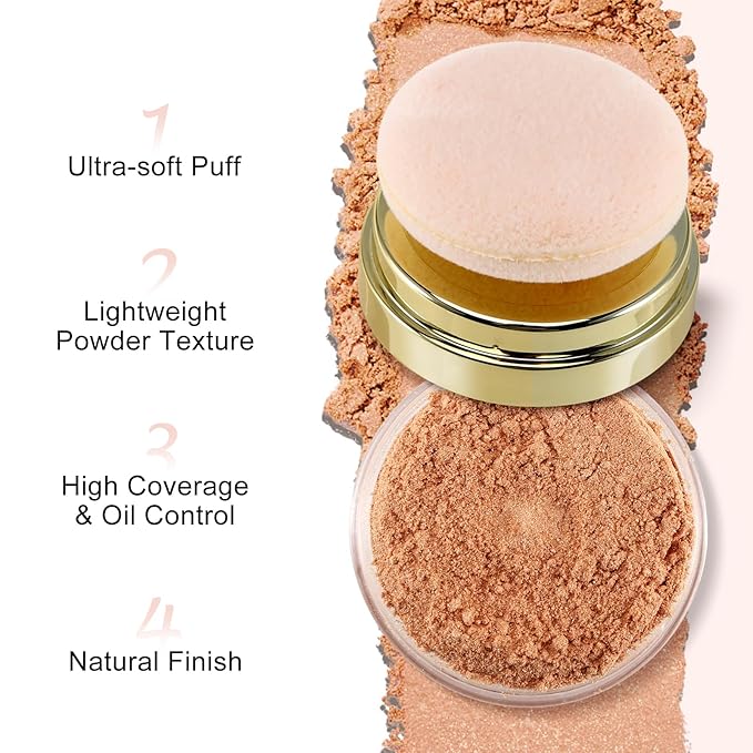 Boobeen Setting Powder, Lightweight Oil Control Loose Setting Powder, Full Coverage Finishing Powder For a Matte Flawless Look, Pressed Face Powder Makeup to Reduce Shine, Long Lasting-VivaGrace Women